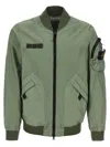 Stone Island Green Bomber Jacket In Lightweight Technical Fabric Men