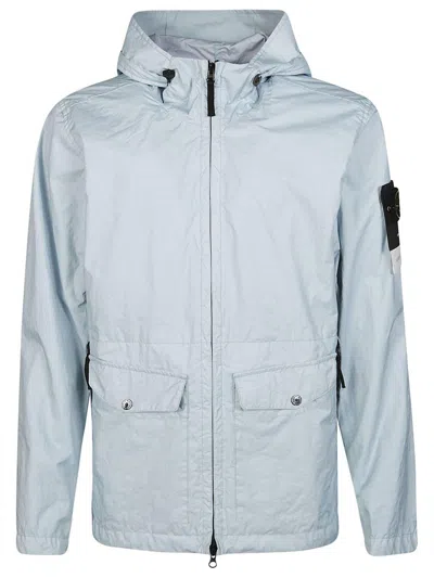 Stone Island Membrana 3l Tc Zipped Hooded Jacket In Blue