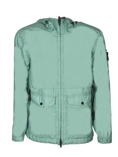 Stone Island Membrana 3l Tc Zipped Hooded Jacket In Light Green