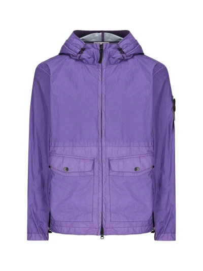 Stone Island Membrana 3l Tc Zipped Hooded Jacket In Purple