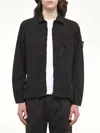 Stone Island Stretch Cotton Twill Shirt In Black