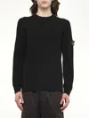 Stone Island Organic Cotton Crew Neck Long Sleeve Top In Black