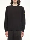 Stone Island Classic Round-neck Sweatshirt With Ribbed Cuffs In Black