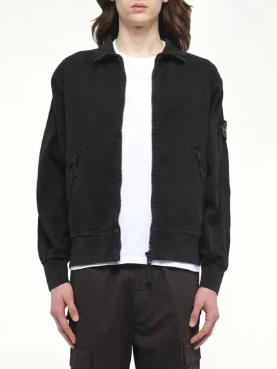 Stone Island Men's 610005 Giubbotto Zip Up Cardigan In Black