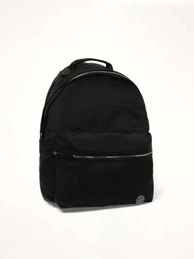Stone Island Men's 920001 Coated Nylon Backpack In Black