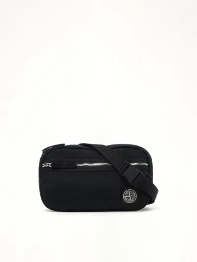Stone Island Men's 920001 Coated Nylon Belt Bag In Black