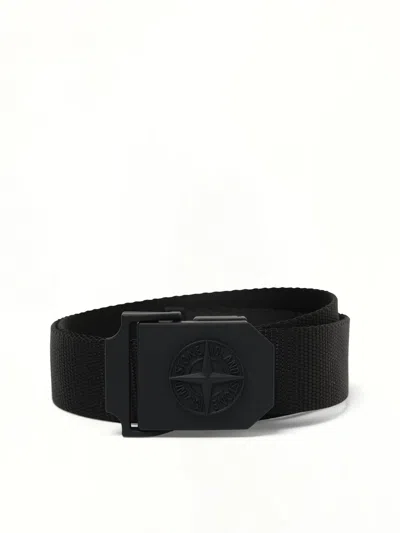 Stone Island Men's 930000 Tape Belt In Black