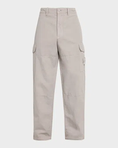 Stone Island Cotton And Linen Canvas Cargo Pants In Gray