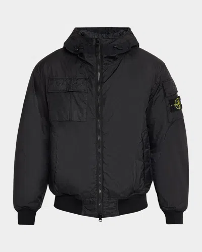Stone Island Men & Apos;s Nylon Hooded Bomber Jacket In Black
