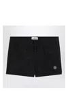 Stone Island Compass Patch Drawstring Swim Shorts In Black