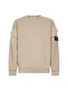 Stone Island Men Beige Cotton Crewneck Sweatshirt In Neutral