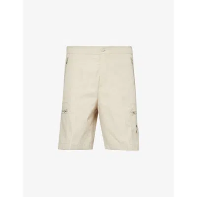 Stone Island Mens Beige Ghost Brand-badge Cotton Cargo Shorts In Ivory