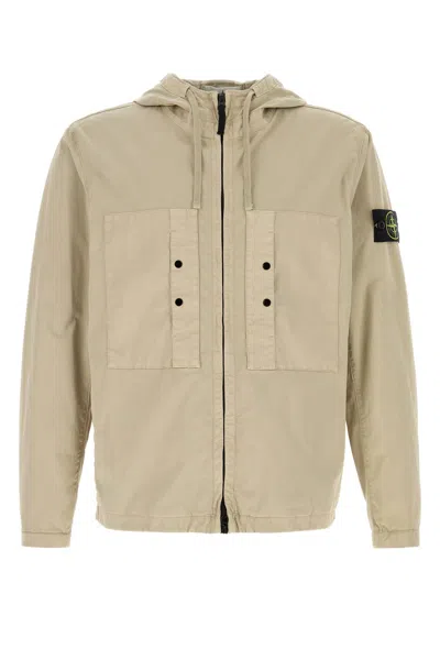 Stone Island Men Beige Stretch Cotton Jacket In Nude