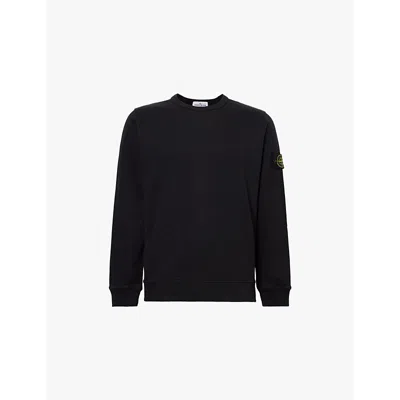 STONE ISLAND MENS BLACK BRAND-BADGE RELAXED-FIT COTTON-JERSEY SWEATSHIRT