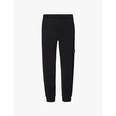 STONE ISLAND MENS BLACK BRAND-PATCH DRAWSTRING-WAIST COTTON-JERSEY JOGGING BOTTOMS