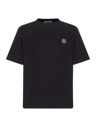 Stone Island Men Black Combed Organic Cotton Jersey T-shirt