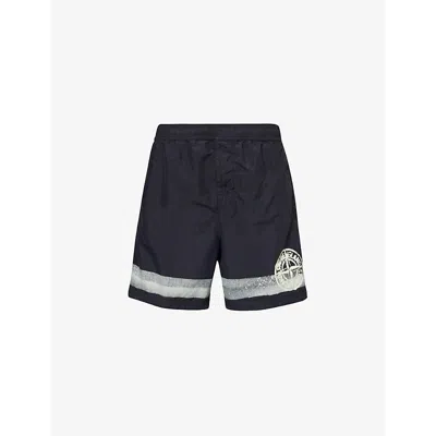 STONE ISLAND STONE ISLAND MEN'S BLACK CONTRAST-BRANDING MID-RISE SWIM SHORTS