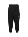 Stone Island Men Black Cotton Fleece Jogger Trousers In Black