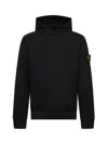 Stone Island Black Cotton Hoodie With Logo Patch