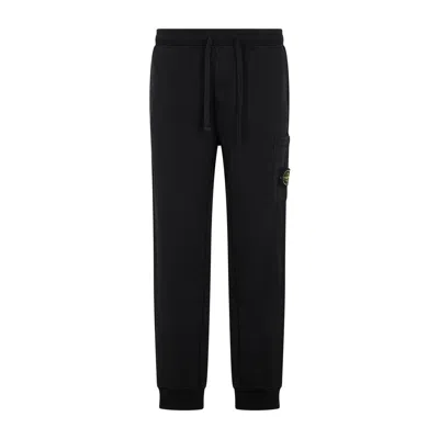 Stone Island Green Cotton Pants For Men In Black