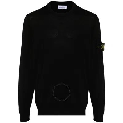 STONE ISLAND STONE ISLAND MEN'S BLACK LIGHT PURE RWS WOOL SWEATER