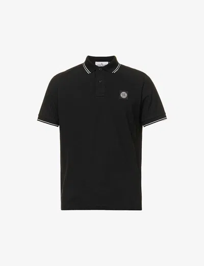 Stone Island Short Sleeve Slim Polo In Blue