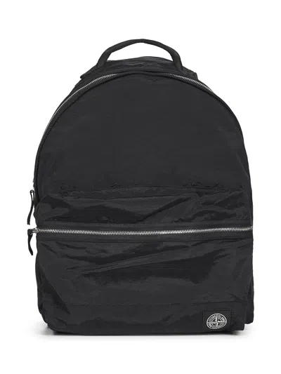 Stone Island Men Black Nylon Metal Backpack
