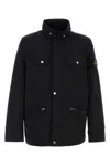 Stone Island Polyester Jacket With Buttoned Cuffs And Zippered Pockets In Black