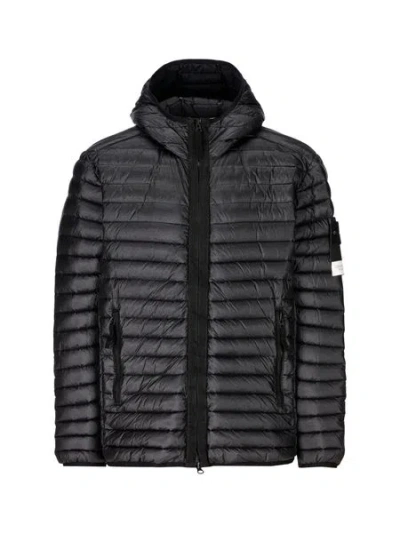 Stone Island Premium Quilted Puffer Jacket In Navy Blue For Men In Black
