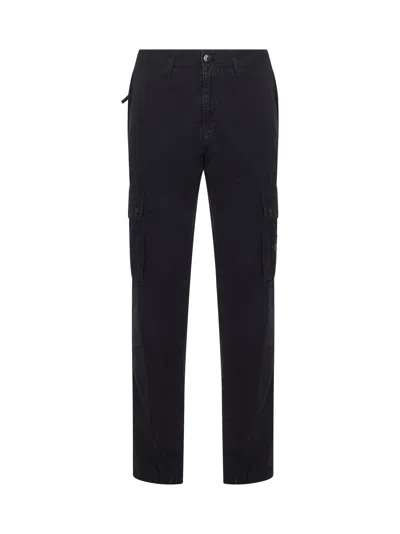 Stone Island Men Blue Brushed Organic Cotton Canvas Cargo Trousers