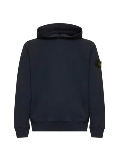 Stone Island Men Blue Cotton Hoodie