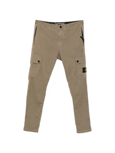 Stone Island Men's Brown Cotton Cargo Sports Trousers