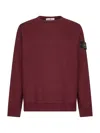 Stone Island Burgundy Brushed Organic Cotton Crewneck Sweatshirt In Red