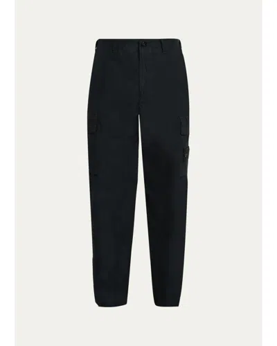 Stone Island Men's Canvas Cargo Pants In Blue
