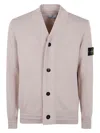 Stone Island Long-sleeved Knitted Cardigan In White