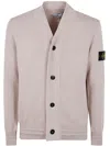Stone Island Long-sleeved Knitted Cardigan In White