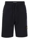 Stone Island Blue Shorts With Elastic Drawstring Waist And Logo Patch On The Front In Cotton Man In Navy