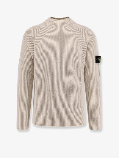 Stone Island Men Certified Virgin Wool And Cotton Sweater In Neutral
