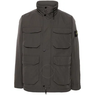STONE ISLAND STONE ISLAND MEN'S CHARCOAL MICRO TWILL FIELD JACKET WITH ANTI-DROP