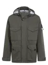Stone Island Logo Patch Hooded Field Jacket In Green