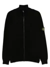 Stone Island Compass-badge Zipped Sweatshirt In Black