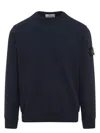 Stone Island Compass-patch Concealed-fastening Coat In Blue