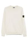 Stone Island Logo Cotton Crewneck Sweatshirt In Sand
