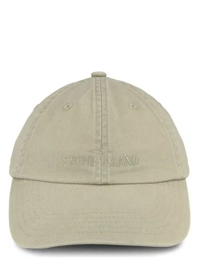 STONE ISLAND MEN'S COMPASS LOGO BRUSHED COTTON BASEBALL CAP