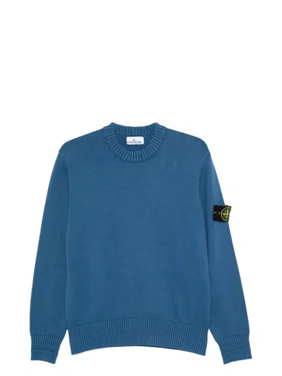 Stone Island Compass Logo Patch Sweater In Blue