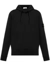 Stone Island Grey Hoodie With Removable Compass Logo Applied On The Sleeve In Cotton Man In Black