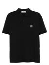 Stone Island Logo-patch Cotton Polo Shirt In Black