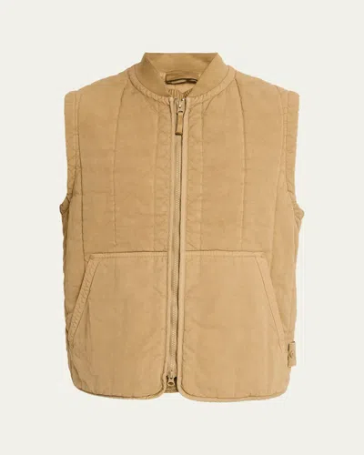 Stone Island Men's Cotton And Flax Full-zip Vest In Brown