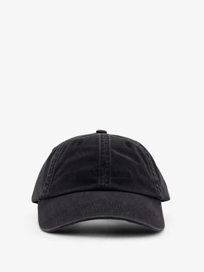 Stone Island Men Cotton Baseball Hat In Black
