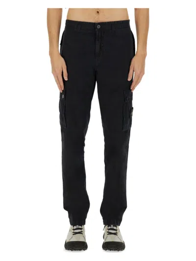 Stone Island Men's Cotton Cargo Trousers In Blue